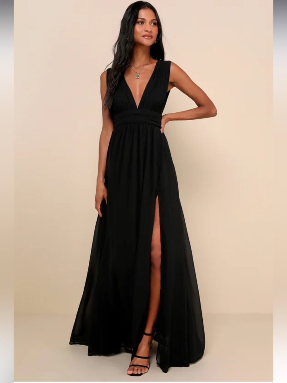 Lulu's Heavenly Hues Black Maxi Dress Size XS
